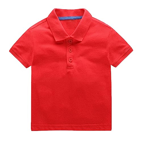 Toddler Boys Girls Classic Pol𝐨 Shirt Short Sleeve T-Shirt Tops Solid Basic Button Up Unifor𝐦 Shirts Cotton Gol𝐟