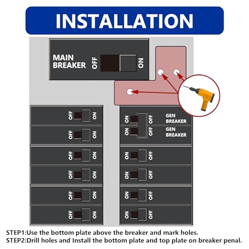 BFLCTGCF Generator Interlock Kit Compatible with Square D QO or Homeline 100 or 125 amp Breaker, 3/4 to 7/8 Inch Spacing Between Main and Branch Breaker - Thumbnail 3