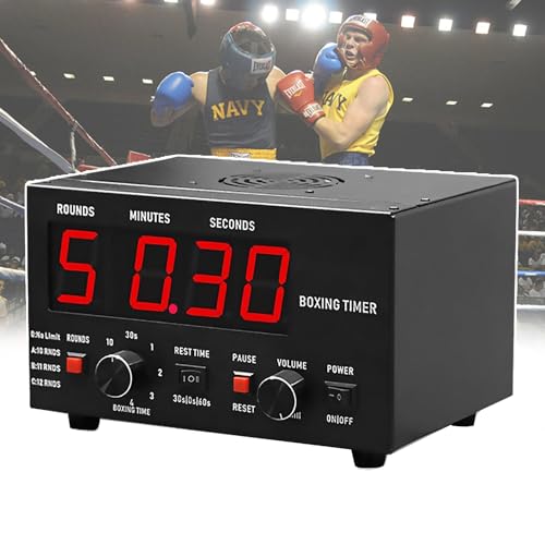 HDaspijh Temporizador De Intervalos De Boxeo Profesional, Temporizador De Gimnasio con Pantalla Led, Tiempo De Entrenamiento Seleccionable Y Repeticiones De Ciclo, para Muay Thai/MMA/Kickboxing,Red