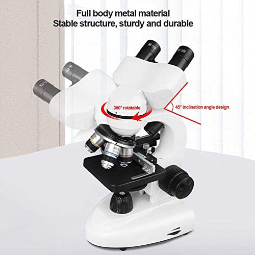 Microscópio Biológico Binocular - Iluminação LED Dupla, Microscópio Óptico Binocular HD com 10 Espéc