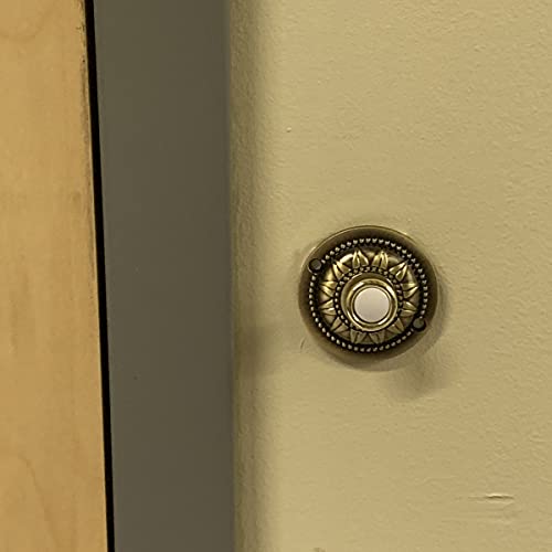 Doorbell Button 1651L - Safeguard Supply 1651L Wired Doorbell Button - Beautiful Flush Mount Brass Door Bell Button 2 1/4" Diameter - White Center Lighted Led Push Button Ringer - 8-24V Operation #TOP4