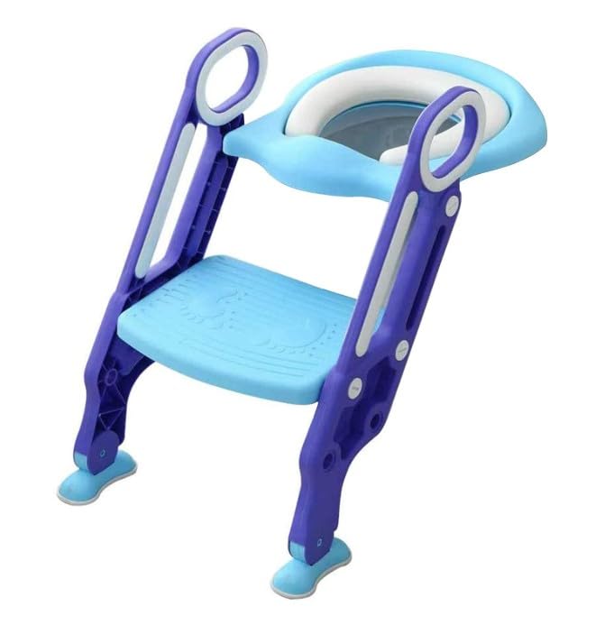 Zangco Adjustable Baby Potty Training Toilet Seat with Step Stool Ladder – Safe & Sturdy Potty Training Seat for Kids (Blue)