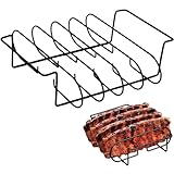 fkngcp Rejilla para Costillas para ahumar y Asar, Rejilla para Costillas Resistente de Acero al Carbono Antiadherente para Accesorios para Fumadores al Aire Libre para Fumar