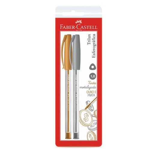 Caneta Esferográfica Metalizada, Faber-Castell, Trilux Colors, SM/032PO, Pacote com 2 unidades