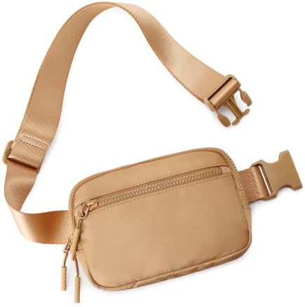 WESTBRONCO Fanny Packs for Women Men, Belt Bag with 4 Zipper Pockets, Fashion Waist Packs, Lightweight Crossbody Bags with Adjustable Strap for Workout/Running/Hiking (Brown)
