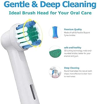 8 Pack Toothbrush Heads for Oral-B Braun Electric Toothbrushes, Family Pack, Precision Clean Replacement Toothbrush Head by Dentia