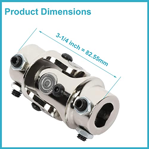 Ensun 3/4" Dd X 3/4" Dd Nickel Plating Single Steering Shaft Universal U Joint, Maximum Working Angle: 35° Degree, Total Length: 83Mm (3-1/4") #TOP3