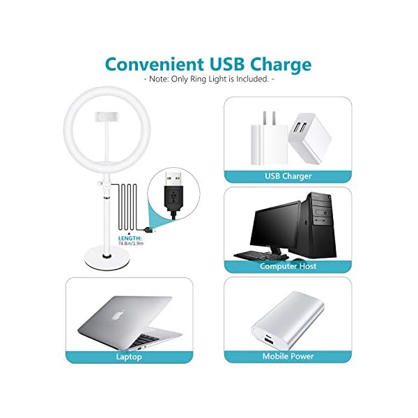 NEEWER Ringlicht für Laptop Computer, 10" dimmbare Desktop Licht mit Telefonhalterung Kreis Licht für Computer, 3 Licht Modi für Videokonferenz Beleuchtung/Zoom Call/Makeup/Live Stream (Weiß) – Bild 7