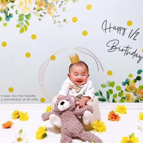 スクウェアショップ ウォールステッカー フレッシュブーケ1/2 30×135cm w0606-half ハーフバースデー 誕生日 飾り付け 花 かわいい おしゃれ 子供 パーティー お祝い プレゼント ギフト