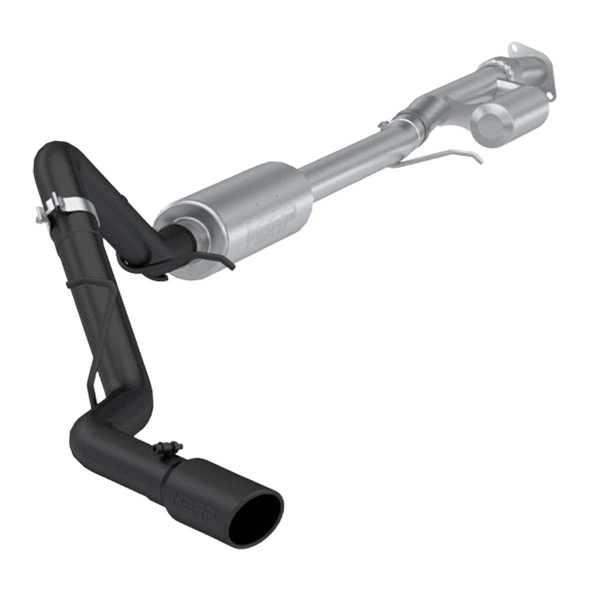 MBRP 19-24 GM 1500 Silverado/Sierra 2.7L Blk-Coated Alum. Steel 3in Cat-Back Single Side 4in Blk Tip