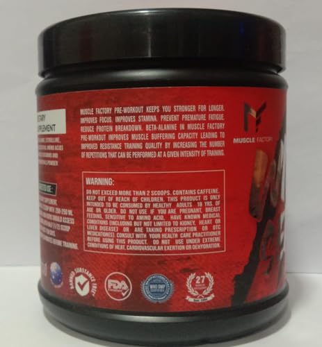 Image of MUSCLE FACTORY Wild Series Ultimate Pre-Workout Formula | Extreme blend with EAA for Energy, Strength, Mental Focus & Powerfull Pumps | (100gms - 20 servings) - Blood red with Free Shaker