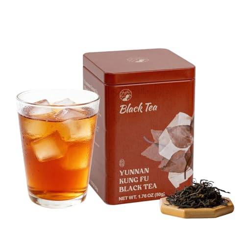 Chayan Yunnan Kung Fu Black Tea Loose Leaf, Authentic Smooth & Rich Ancient Chinese Tea, Premium Loose Leaf Black Tea for Morning Energy, Fast Hot Brew or 8-Min Cold Brew, 1.76 oz (50g) Tin