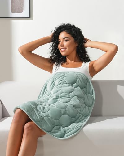 Kivik Weighted Lap Blanket Adults 7 lbs Weighted Pad 24x29 Sage Green Heavy Travel Blankets Throw Small & Mini Portable Pads Breathable & Warm Gift