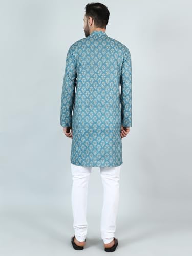WINTAGE Digital Print Cotton Silk Blue Kurta Payjama3