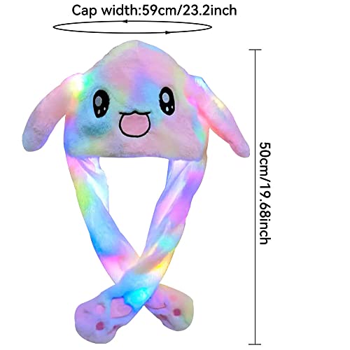 Umbresen Bunny Hat Ear Moving Jumping Rabbit Hat Funny Cute Plush Animal Cap With Paws For Kids Women Girl Party Christmas Holiday Birthday Dress Up Cosplay Costume Gift (Led Colorful) #TOP1
