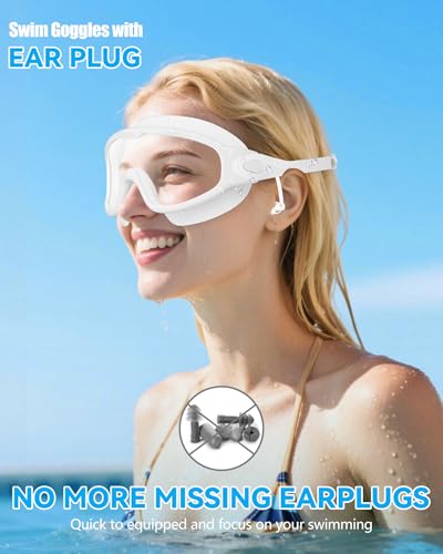 Image of Aegend New Adult Wide View Swim Goggles, Anti-Fog /UV No Leak Swimming Goggles with Ear Plugs for Men & Women