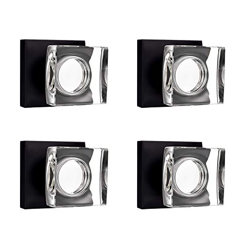 Coolnews Crystal Glass Door Knobs Interior For Closet/Bifold, Square Half-Dummy Door Knob, Matte Black (4 Pack) #TOP7