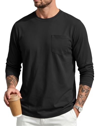 EKLENTSON Tshirt Männer Langarm Freizeit Baumwolle Atmungsaktive Shirt