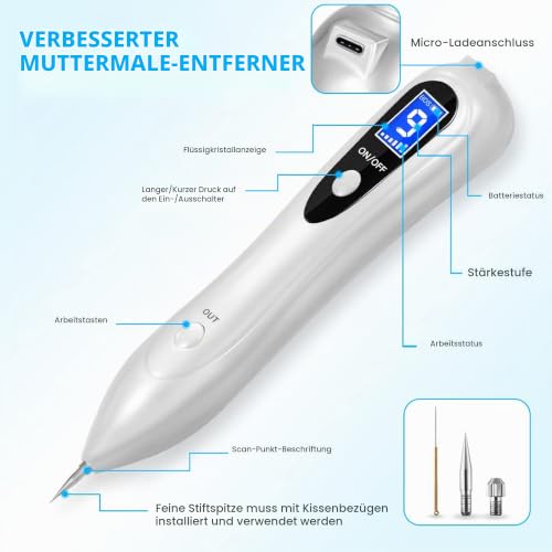 Foto von Muttermal Entfernen, Warzen Entfernen mit 9 Stärke Sicher FDA Zertifiziert Elektrisch Entfernung Stift für Muttermale, Warzen, Tattoo, Altersflecken auf Gesicht, Hand und Körper