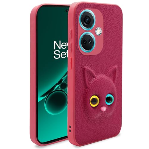 Image of Pikkme OnePlus Nord Ce 3 5g Back Cover for Girls | Cute Cat Leather Finish | Soft TPU | Case for OnePlus Nord Ce 3 5g (Pink)