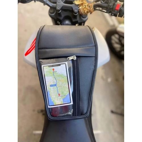 Image of UNIWARE MT-15 Leather Scratch Proof Tank Cover /Tank Bag - Transparent Mobile Touch Pocket /Holder Tank Cover (Black)