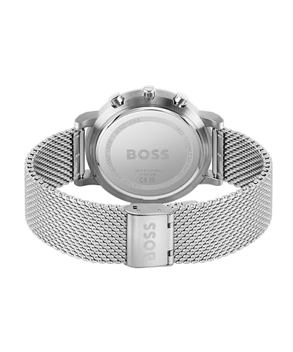 Hugo Boss Stainless Steel Analog Grey Dial Men Watch-1513807, Silver Band - Image 3