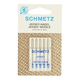 Agujas para máquina de coser SCHMETZ Jersey - Surtido de 70 (10) a 100 (16) agujas de punta redonda para tejidos de punto y elásticos, evitan enganches y roturas, paquete de 5