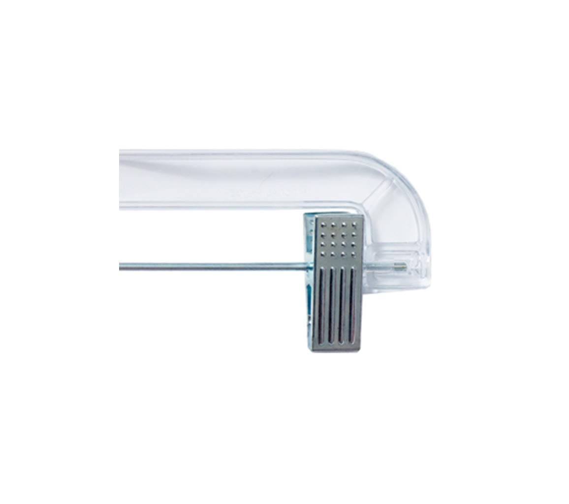 NAHANCO 600RCLHHU Plastic Skirt/Pant Hanger with Long Metal Swivel Hook and Pinch Clips, Heavy Weight, 14", Clear (Pack of 25)