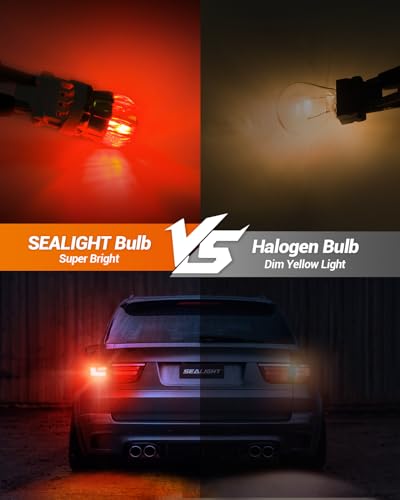 SEALIGHT 3156 3157 LED Bulb Red Brake Lights, 3056 3057 4057 4157 LED Bulb Super Bright 360° LED Bulbs 3020SMD with HD Projector 3000 Lumens for Tail Parking Lights, Pack of 2 - Image 5
