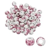 Especificaciones: Color: Rosa Rojo; Material: Cerámica; Estilo: Flor De Ciruelo; Diámetro: 8mm / 0.31 Pulgada; Diámetro Del Agujero: 3mm / 0.12 Pulgada; Lista De Empaque: 80 x Cuentas De Porcelana Con Flores
