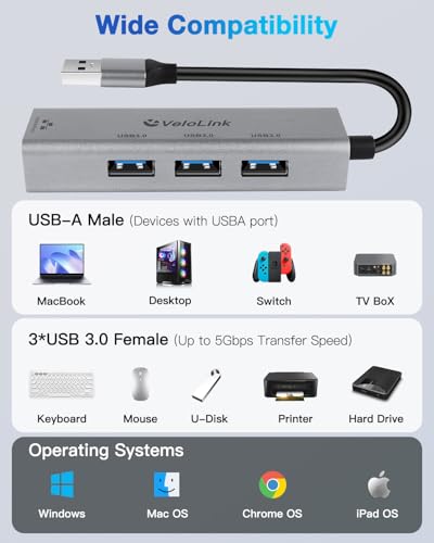 Image of USB ethernet Adapter, USB 3.0 hub with rj45,4-in-1 3.0 Hub with Gigabit Ethernet Adapter, Gigabit Ethernet to USB Adapter for Laptop,PC, MacBook Pro, iPad Pro,and More Type A Laptops