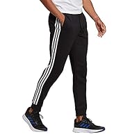 Adidas Sportswear Essentials Fleece Tapered Cuff 3-Stripes Men's Jogger Pants, Black/White, X-Large