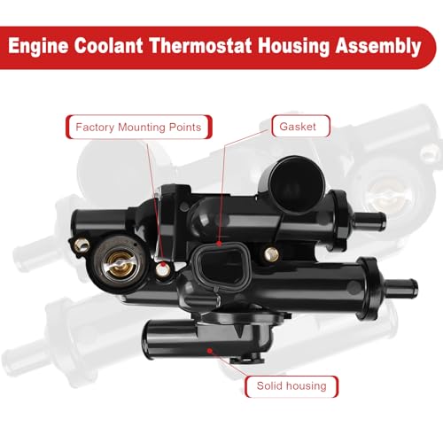 WMPHE Engine Coolant Thermostat Housing Kit Compatible with 2008-2014 Dodge Avenger, 2008-2012 Dodge Caliber, 2008-2010 Chrysler Sebring, 2009-2017 Journey & Compass, Replace OEM 68003582AB 902-319 - Thumbnail 6