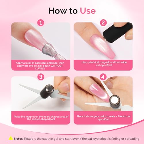Image of MelodySusie Cat Eye Gel Nail Polish Magnet Set, 2 in 1 Scissor-shaped Nail Magnet Tool,French Effect Cat Eye Magnet, Nail Design Tools for Salon and DIY at Home