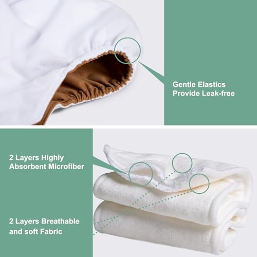 Image of wegreeco Cloth Diapers 6 Pack with 6 Inserts & 1 Wet Bag, Washable Cloth Diapers for Babies, One Size Adjustable Reusable (Warm Colour)
