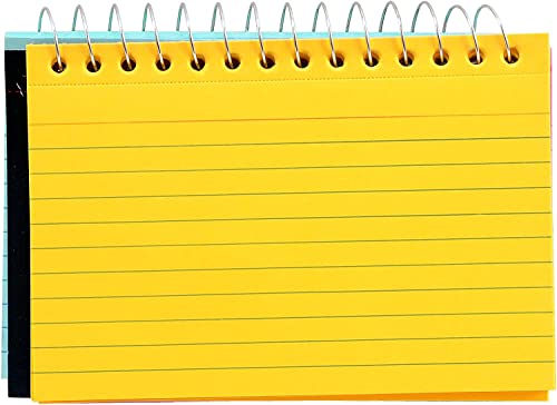 3-Pack Spiral Bound Colored Index Card Books, 3X5-Inch, Ruled, Perforated, Bright Colors: Canary-Cherry-Green-Blue, 50-Count Per Book From Northland Wholesale. (3 Packs) #TOP2