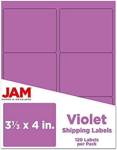 JAM PAPER Shipping Address Labels - Large - 3 1/3 x 4 - Violet Purple - 120/Pack