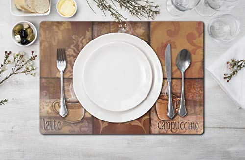 Popular Home Stylish Place Mats Coffee Tiles Kitchen Décor With Premium Polypropylene Material Stain Resistan, Design Your Kitchen Table With Lavish Design With Perfect With Coffee Tiles Set Of 4 #TOP1