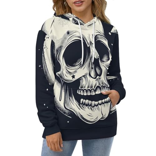 Sweat à capuche Étoile Lune Crâne chaud et confortable taille S
