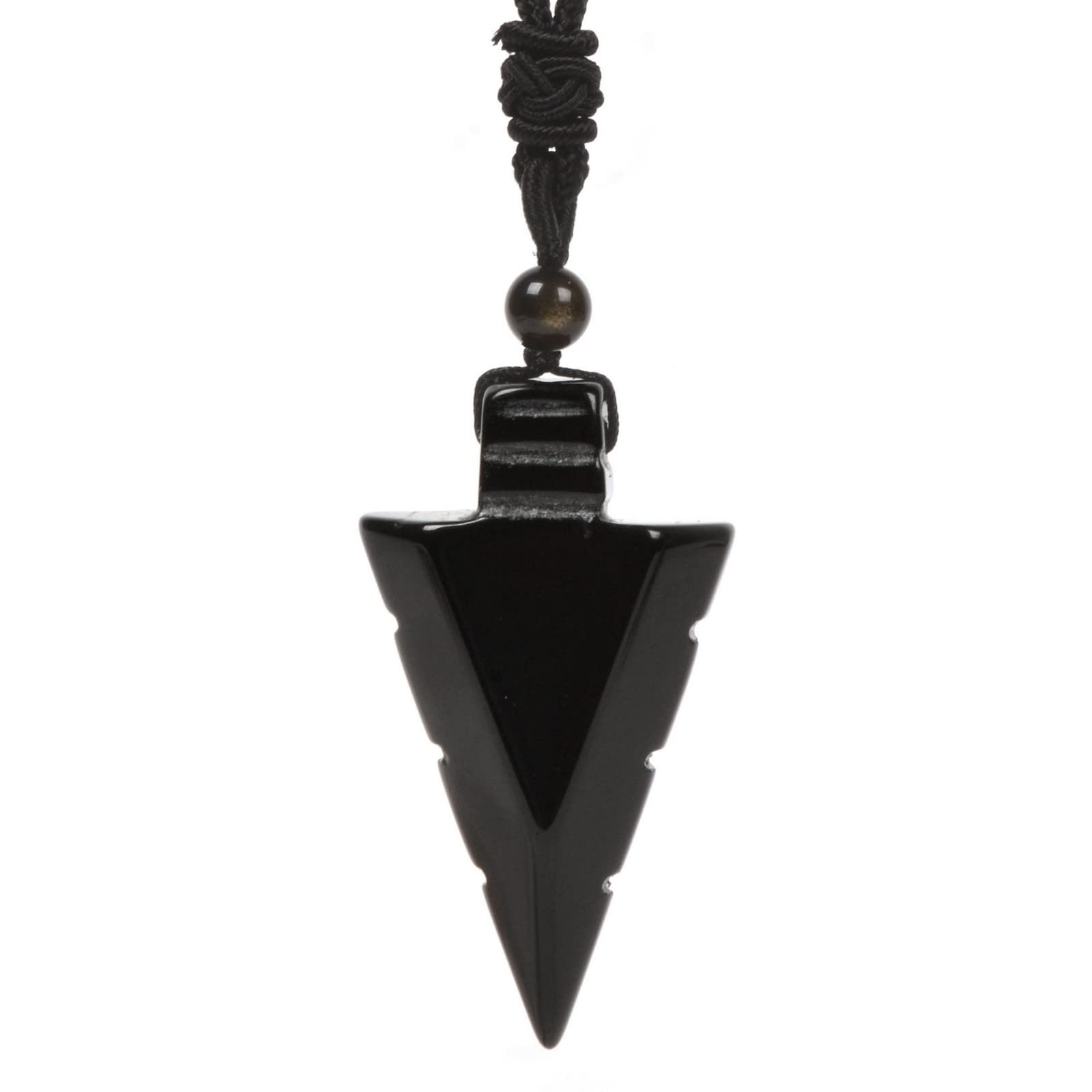 Justinstones Natural Gemstone 47mm Arrowhead Flatback Spearhead Healing Stone Crystal Christmas Tree Gift Amulet Pendant Adjustable Braided Cord Necklace 18 to 28 Inch