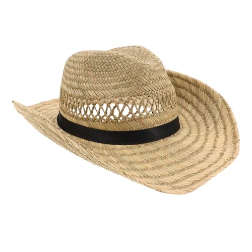 Chapeau de cowboy homme anti-coup de soleil à large bordure en tissage main