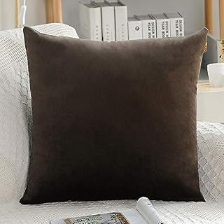 yuqijia Almohada De Sofá De Color Puro, Cojín Lumbar De Terciopelo, Cojín De Oficina, Muebles para El Hogar 45 * 45 (sin núcleo) Marron Oscuro