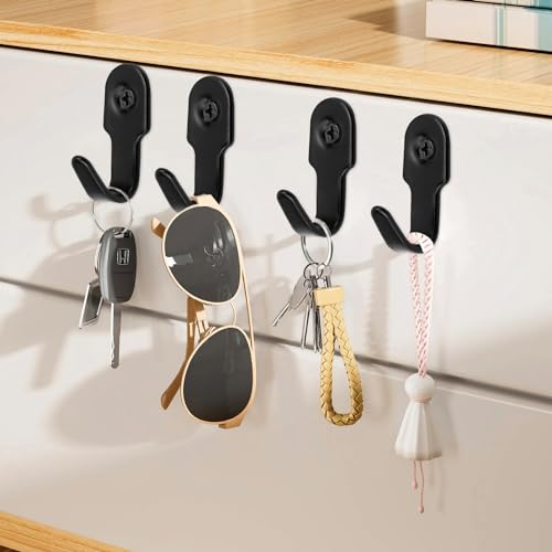 30 Stück Einzelhaken Mini, Haken zum Schrauben, Wandhaken Edelstahl, Badezimmer Haken mit Schrauben, kleiderhaken Schlafzimmer und Wohnzimmer Verwendet Werden, 27 mm (Schwarz)