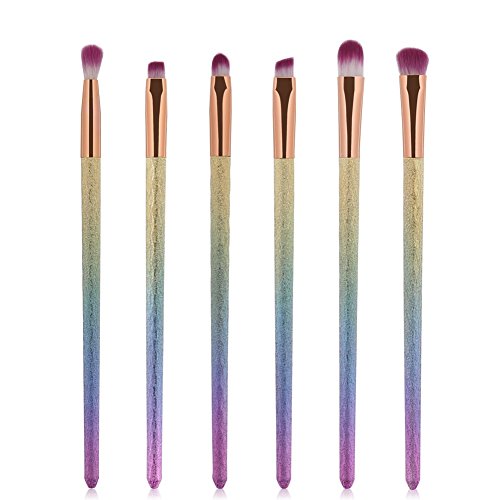 Eye Makeup Brushes Set Malasiara 6pcs Cosmetic Makeup Brush Rainbow Handle Soft Nylon Bristles Bearuty Tools Eye Brush Eyeshadow Eyeliner Blending Crease Kit