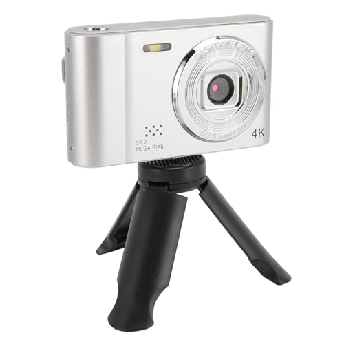 Fotocamera Digitale full-hd da 50 MP per Vlogging con Doppia Autofocus e Zoom 16X da Viaggio Compatta Portatile con Schermo da 2.4 Pollici SILVER