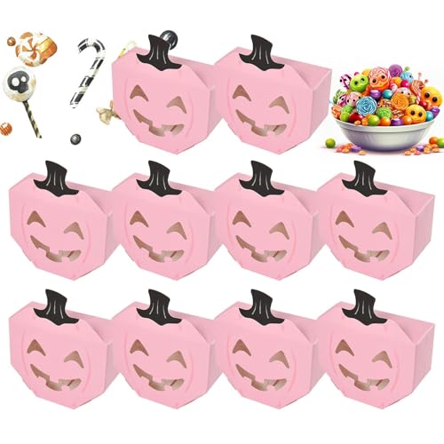 Generisch Caja de dulces para Halloween, calabaza de mesa para Halloween, 10 unidades, decoración otoñal, recipiente para aperitivos, decoración para chocolate, cupcakes, palomitas de maíz
