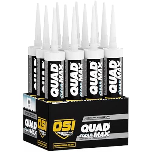 OSI Quad Max Window, Door and Siding Sealant, Clear, 9.5 fl oz Cartridge, 12 Pack