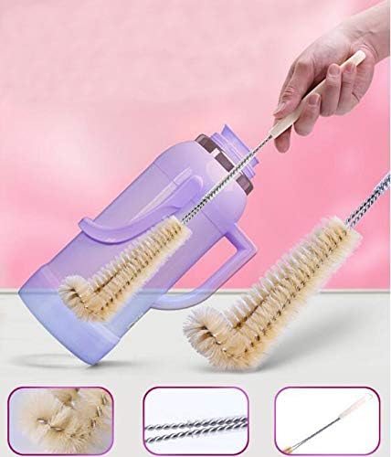 Miniatura 9 de Limpiador de cepillo de limpieza de botellas de mango largo de 16.5 pulgadas con cerdas suaves de jabalí, biberones, fregador, cepillos limpios,