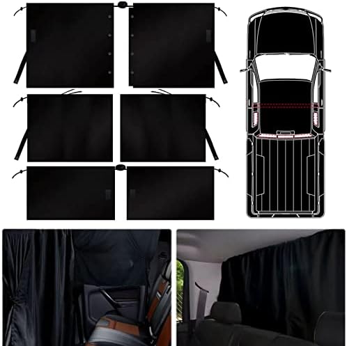 4PCS Car Privacy Curtains for Pickup Trucks Includes A Car Divider Curtain Sun Shade 2 Blackout Side Window Curtains Covers & Back Window Shades for Travel Camping Sleeping Screen