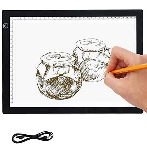 JANRON Tracing Light Box, Mesa De Luz De Dibujo Led De Luz con Cable USB, Caja Portátil Ultradelgada Tablero De Copia para Pintura De Diamante Dibujo Dibujo Animación Tatuaje Bocetos Cover
